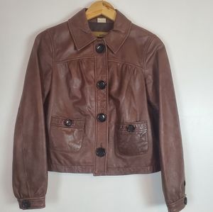 Michael Kors | Leather button up jacket